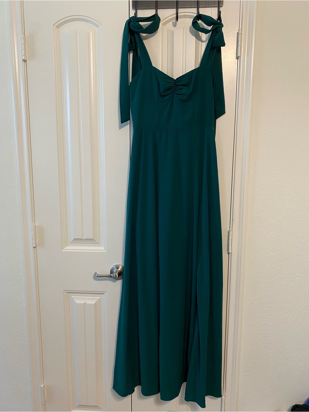 Emerald Green Tie-Shoulder Maxi Dress